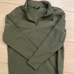 Mens North Face olive green quarter zip fleece size XL